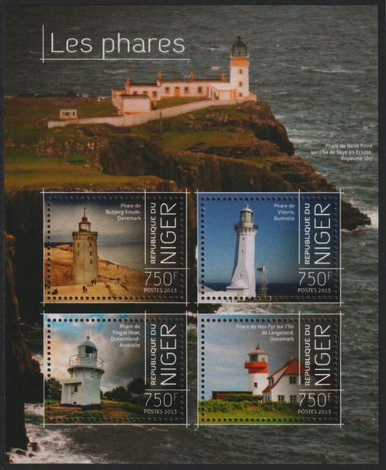 Niger Republic 2013 Lighthouses perf sheet containing 4 values unmounted mint, stamps on lighthouses