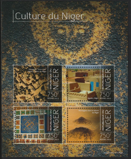 Niger Republic 2013 Culture of Niger perf sheet containing 4 values unmounted mint, stamps on culture, stamps on heritage