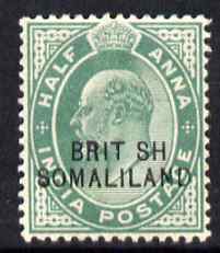 Somaliland 1903 KE7 opt at bottom on 1/2a with BRIT SH error, mounted mint SG25a, stamps on , stamps on  ke7 , stamps on 