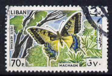 Lebanon 1965 Swallowtail Butterfly 70p fine commercial used SG877, stamps on butterflies