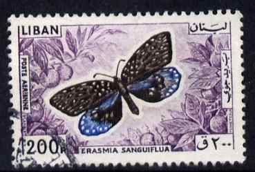 Lebanon 1965 Erasmia sanguiflua Butterfly 200p fine commercial used SG880, stamps on butterflies
