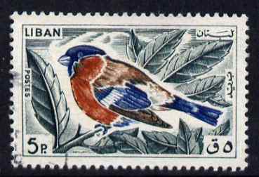 Lebanon 1965 Northern Bullfinch 5p fine commercial used SG867, stamps on , stamps on  stamps on birds