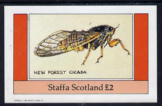 Staffa 1982 Insects (New Forest Cicada) imperf deluxe sheet (Â£2 value) unmounted mint, stamps on , stamps on  stamps on insects