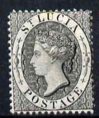 St Lucia 1864-76 QV (1d) black Crown CC P14 mounted mint SG15, stamps on , stamps on  stamps on , stamps on  stamps on  qv , stamps on  stamps on 