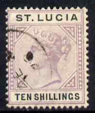 St Lucia 1891-98 QV Key plate 10s  Crown CA fine cds used SG52, stamps on , stamps on  qv , stamps on 