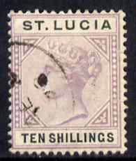 St Lucia 1891-98 QV Key plate 10s  Crown CA fine cds used SG52, stamps on , stamps on  stamps on , stamps on  stamps on  qv , stamps on  stamps on 