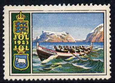 Cinderella - Denmark 1923 Christmas seal unused without gum, stamps on christmas, stamps on ships