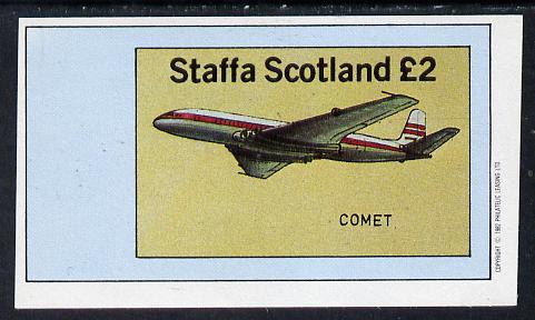Staffa 1982 Aircraft #4 (Comet) imperf deluxe sheet (Â£2 value) unmounted mint, stamps on aviation