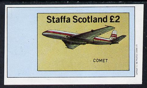 Staffa 1982 Aircraft #4 (Comet) imperf deluxe sheet (£2 value) unmounted mint, stamps on aviation