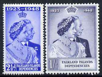 Falkland Islands Dependencies 1948 KG6 Royal Silver Wedding set of 2 mounted mint SG G19-20, stamps on , stamps on  stamps on royalty, stamps on  stamps on silver wedding, stamps on  stamps on  kg6 , stamps on  stamps on 