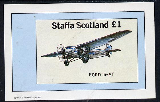 Staffa 1982 Aircraft #4 (Ford 5-AT) imperf souvenir sheet (Â£1 value) unmounted mint, stamps on , stamps on  stamps on aviation