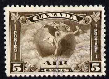 Canada 1930 Air 5c (Mercury) fine corner cancel SG310, stamps on globes