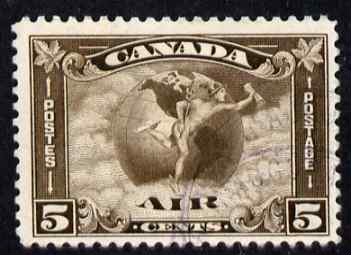 Canada 1930 Air 5c (Mercury) fine corner cancel SG310, stamps on , stamps on  stamps on globes