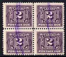 Canada 1906-28 Postage Due 2c block of 4 commercially used, SG D3, stamps on 