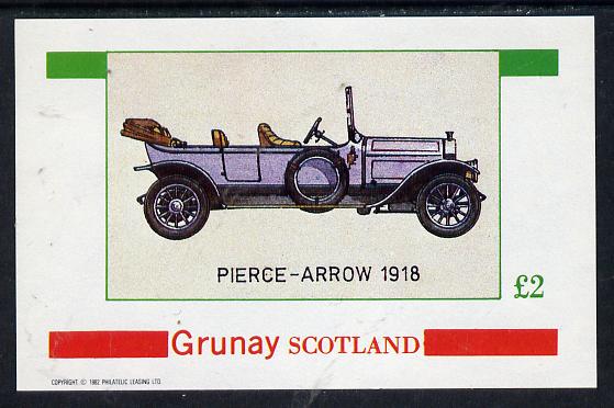 Grunay 1982 Vintage Cars (Pierce Arrow 1918) imperf deluxe sheet (£2 value) unmounted mint, stamps on cars