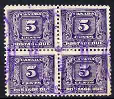 Canada 1930-32 Postage Due 5c block of 4, commercially used, SG D12, stamps on 