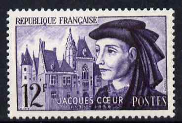 France 1955 Jacques Coeur (merchant prince) 12f unmounted mint, SG 1260, stamps on , stamps on  stamps on personalities, stamps on  stamps on royalty