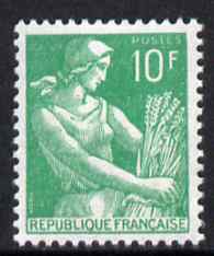 France 1954-59 Harvester 10f emerald unmounted mint, SG 1201f