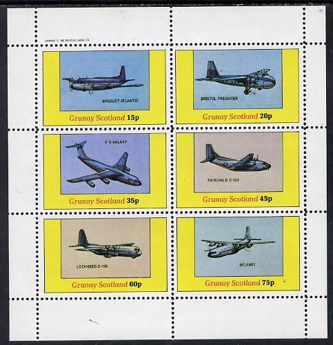 Grunay 1982 Aircraft #1 (Breguet Atlantic, Belfast, C-5 Galaxy etc) perf set of 6 values (15p to 75p) unmounted mint, stamps on , stamps on  stamps on aviation