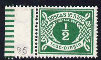 Ireland 1940-70 Postage Due 1/2d emeral very lightly mounted mint SG D5, stamps on 