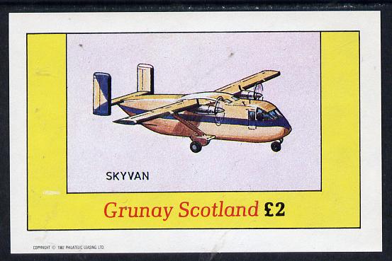 Grunay 1982 Aircraft #1 (Skyvan) imperf deluxe sheet (£2 value) unmounted mint, stamps on aviation