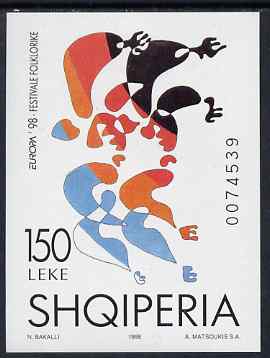 Albania 1998 Europa - National Festivals imperf m/sheet unmounted mint, SG MS 2690, stamps on , stamps on  stamps on europa, stamps on  stamps on dancers, stamps on  stamps on dancing