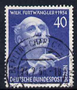 Germany - West Berlin 1955 First Death Anniversary of  Furtwangler (conductor) fine used SG B125, stamps on , stamps on  stamps on music