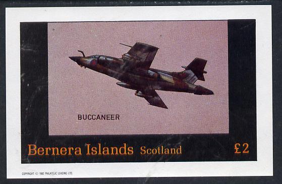 Bernera 1982 Aircraft #13 (Buccaneer) imperf deluxe sheet (Â£2 value) unmounted mint, stamps on aviation
