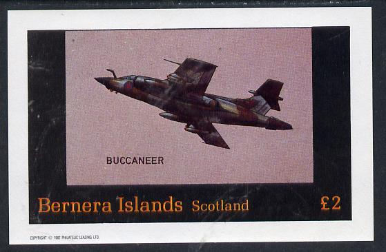 Bernera 1982 Aircraft #13 (Buccaneer) imperf deluxe sheet (£2 value) unmounted mint, stamps on aviation