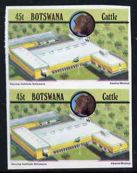 Botswana 1981 Vaccine Institute 45t (from Cattle Industry set) in unmounted mint imperf pair (also shows slight misplacement of colours) SG 502, stamps on , stamps on  stamps on animals, stamps on  stamps on food, stamps on  stamps on bovine, stamps on  stamps on vets