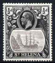St Helena 1922-37 KG5 Badge Script 1/2d grey & black single with variety Cleft rock (stamp 49) well centred and appears to be unmounted mint SG 97c, stamps on , stamps on  kg5 , stamps on ships, stamps on 