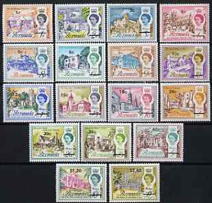 Bermuda 1970 Decimal Currency Surcharged set of 17 values complete unmounted mint, SG232-48, stamps on 