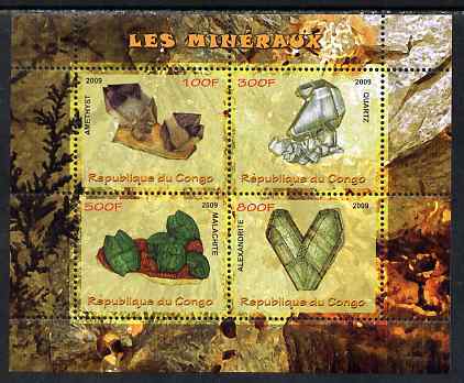 Congo 2009 Minerals perf sheetlet containing 4 values unmounted mint, stamps on , stamps on  stamps on minerals