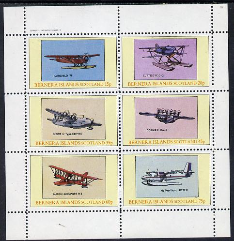 Bernera 1982 Seaplanes (Fairchild 71, Short Empire, Dornier DO-X etc) perf set of 6 values (15p to 75p) unmounted mint, stamps on aviation    seaplane