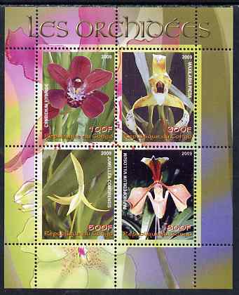 Congo 2009 Orchids perf sheetlet containing 4 values unmounted mint, stamps on , stamps on  stamps on flowers, stamps on  stamps on orchids