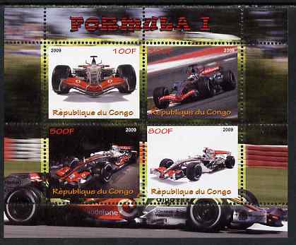 Congo 2009 Formula 1 perf sheetlet containing 4 values unmounted mint, stamps on cars, stamps on formula 1, stamps on  f1 , stamps on racing cars