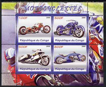 Congo 2009 Motorcycles perf sheetlet containing 4 values unmounted mint, stamps on , stamps on  stamps on motorbikes