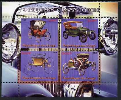 Congo 2009 Classic Cars perf sheetlet containing 4 values unmounted mint, stamps on cars, stamps on 
