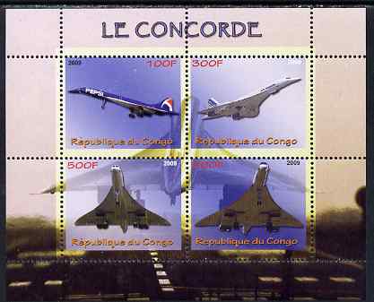 Congo 2009 Concorde perf sheetlet containing 4 values unmounted mint, stamps on concorde, stamps on aviation