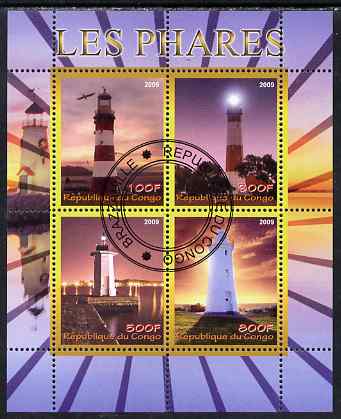 Congo 2009 Lighthouses perf sheetlet containing 4 values fine cto used, stamps on , stamps on  stamps on lighthouses