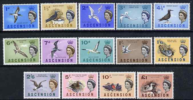 Ascension 1963 Birds definitive set complete unmounted mint, SG 70-83, stamps on , stamps on  stamps on , stamps on  stamps on birds, stamps on  stamps on 