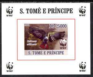 St Thomas & Prince Islands 2009 WWF - African Grey Parrot #3 individual imperf deluxe sheet unmounted mint. Note this item is privately produced and is offered purely on its thematic appeal, stamps on , stamps on  stamps on , stamps on  stamps on  wwf , stamps on  stamps on birds, stamps on  stamps on parrots