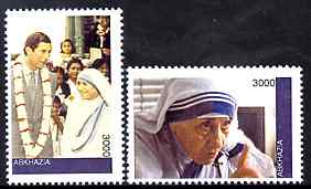 Abkhazia 1998 Prince Charles & Mother Teresa perf set of 2 values unmounted mint, stamps on royalty, stamps on charles, stamps on personalities, stamps on human rights, stamps on peace, stamps on nobel, stamps on teresa