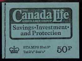 Great Britain 1973 Canada Life 50p booklet #1 dated Feb 1973 complete and fine SG DT9, stamps on booklets