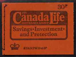 Great Britain 1974 Canada Life (June 1974) 30p booklet complete and fine, SG DQ74, stamps on , stamps on  stamps on booklets