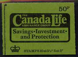 Booklet - Great Britain 1973-74 Canada Life (Autumn 1973) 50p booklet complete and fine, SG DT13, stamps on , stamps on  stamps on booklets