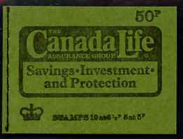 Great Britain 1973-74 Canada Life (March 1974) 50p booklet complete and fine, SG DT14, stamps on , stamps on  stamps on booklets