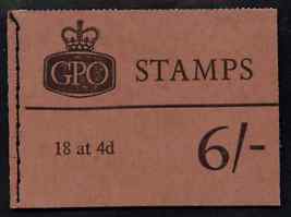 Great Britain 1965-67 Wilding Crowns phosphor 6s booklet (Sept 1966) complete and fine SG Q16p, stamps on booklets