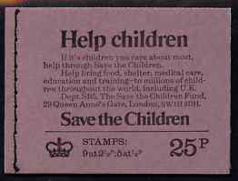 Great Britain 1973 Save Help The Children 25p booklet dated June 1973 complete and fine SG DH52, stamps on booklets