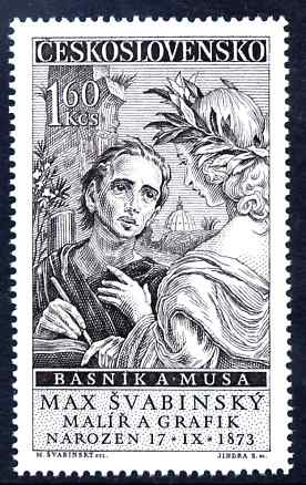 Czechoslovakia 1958 85th Birthday of Dr Max Svabinsky (artist) unmounted mint SG 1049, stamps on , stamps on  stamps on personalities, stamps on  stamps on arts